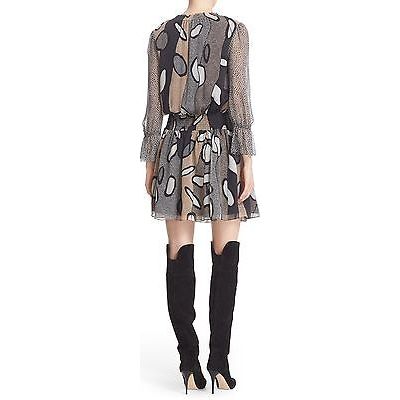 Diane Von Furstenberg Kelley Print Silk Smocked Blouson Dress - Size Medium (Sz 6)