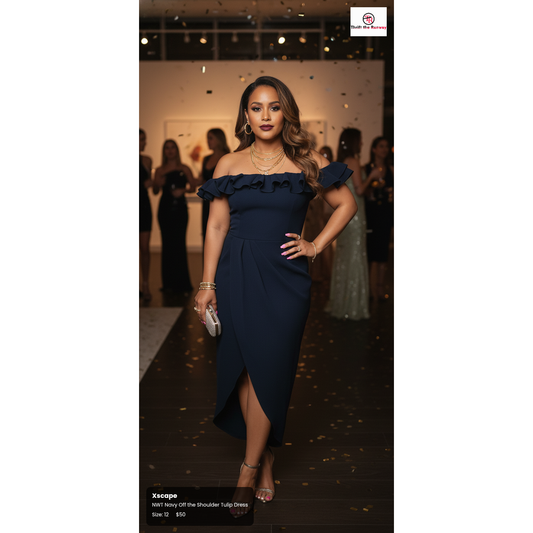 Xscape Navy Blue Formal Dress - Size Large (12)