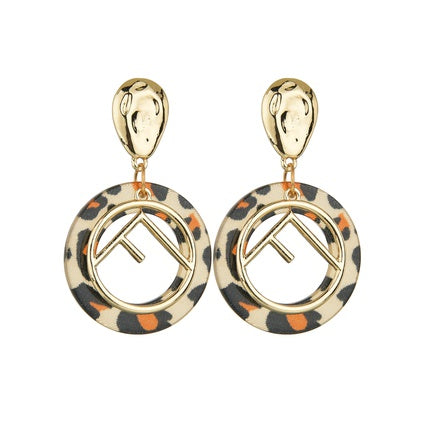 Letter F Leopard Print Earring