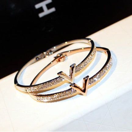 V gem-encrusted bangle - NWT