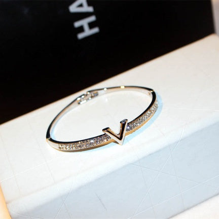 V gem-encrusted bangle - NWT