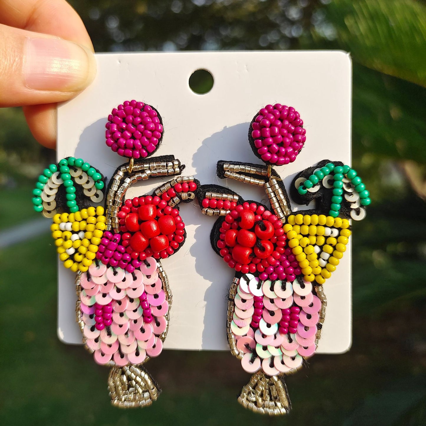 Beaded Cocktail Drink Earrings - NWT