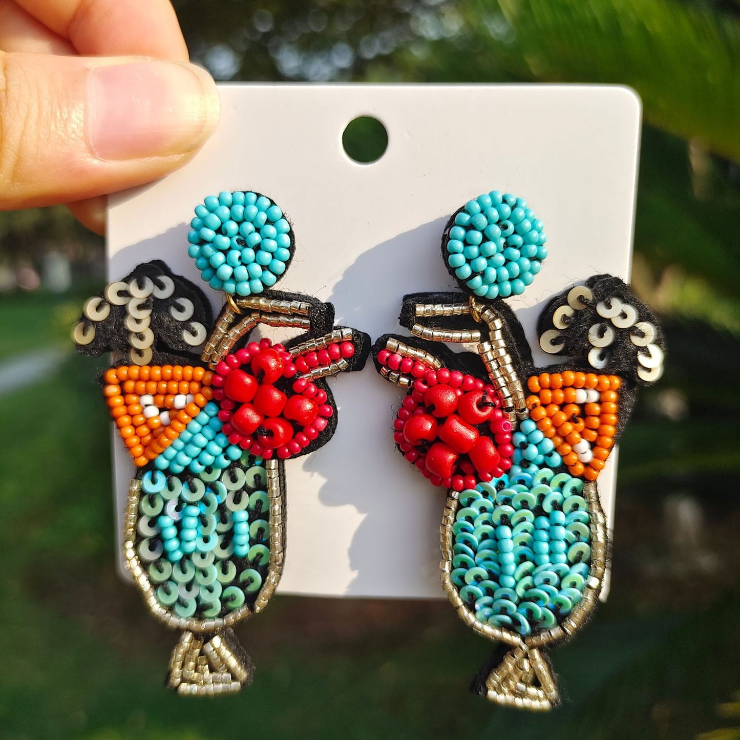 Beaded Cocktail Drink Earrings - NWT