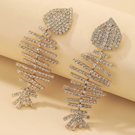 Rhinestone Fishbone Earring