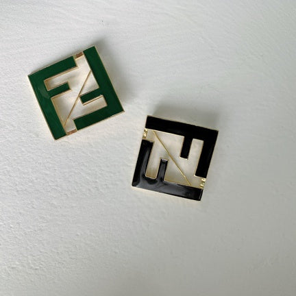 Green Designer Inspired Letter F Brooch - NWT