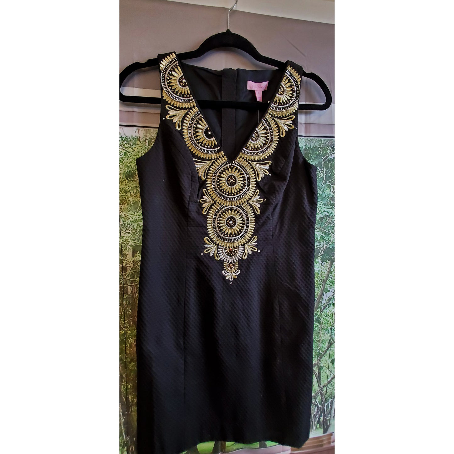 Lilly Pulitzer Black Gold Gabby Shift Dress - Size Small