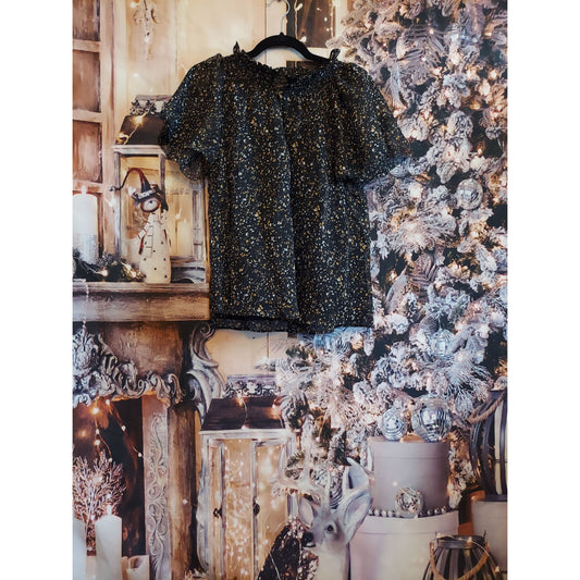 Madison Marcus Black Gold Sheer Blouse - Size Small - NWT