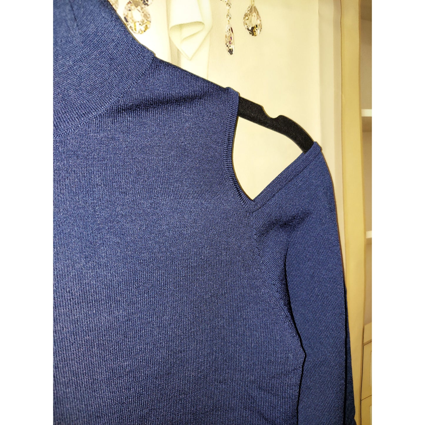 Central Park West New York Navy Cold Shoulder Top - Size Small - NWT