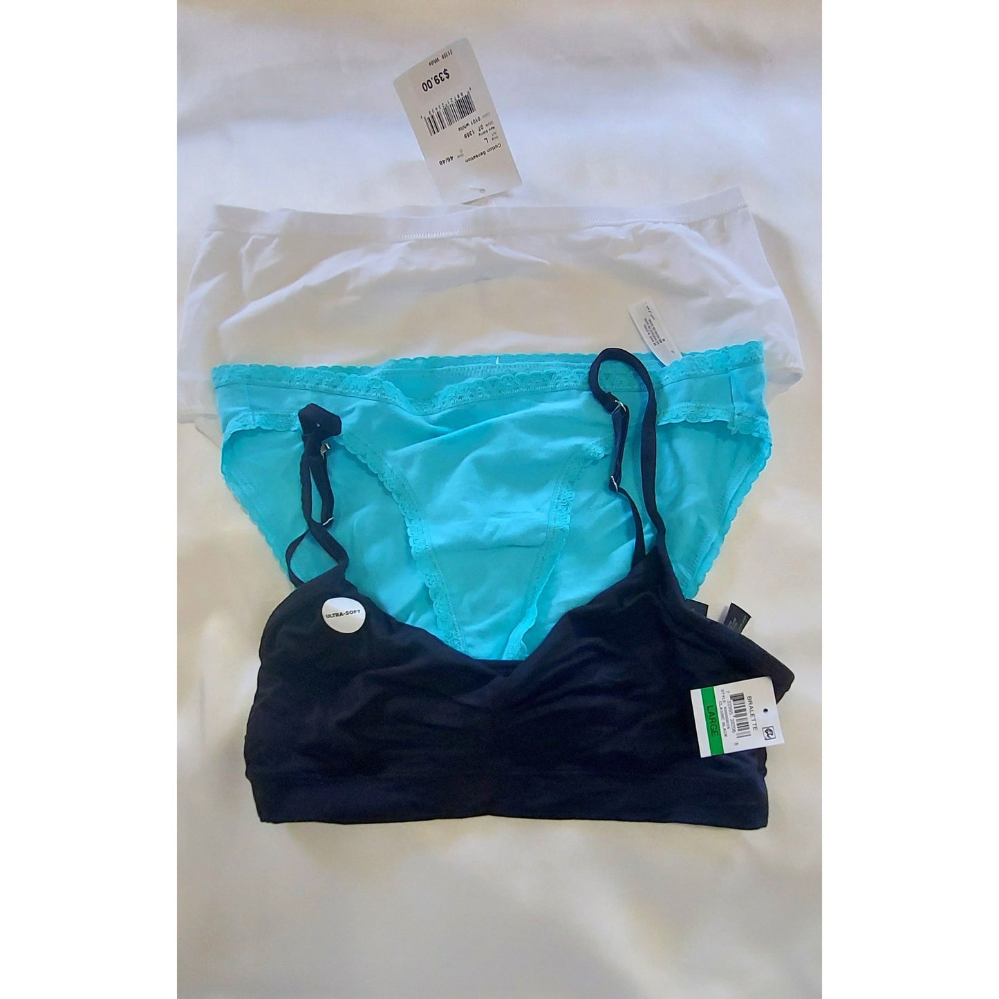 3 Pack - 2 Panty 1 Bra - Size Large - NWT