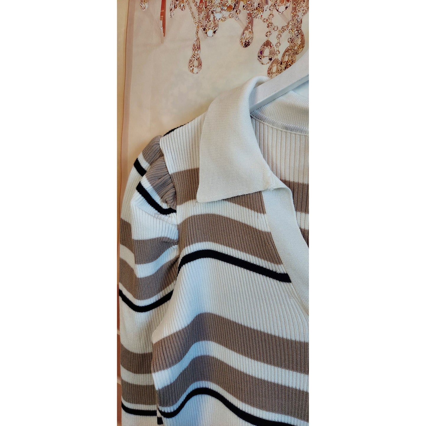 V Neck Ribbed Sweater - Size Large