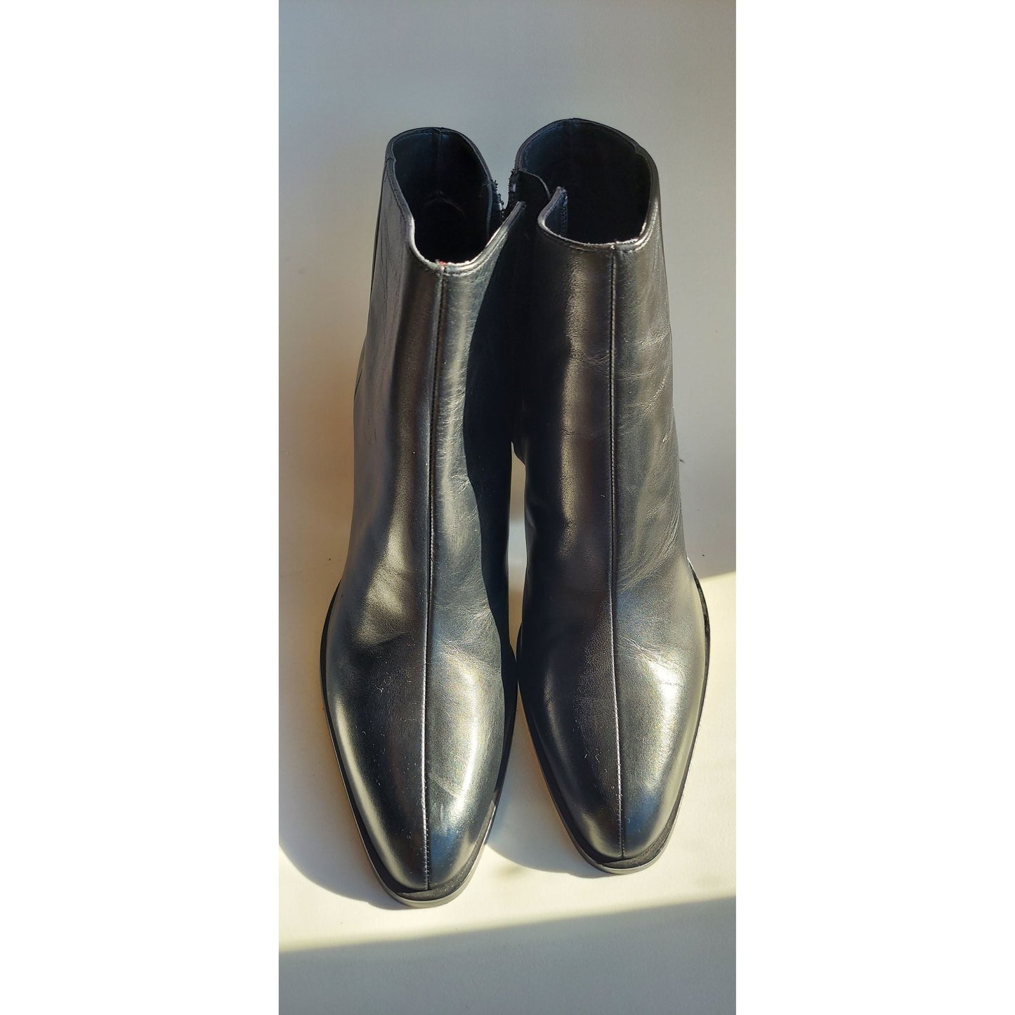 Zara Black Leather Booties - Size 8.5 (Size 39)