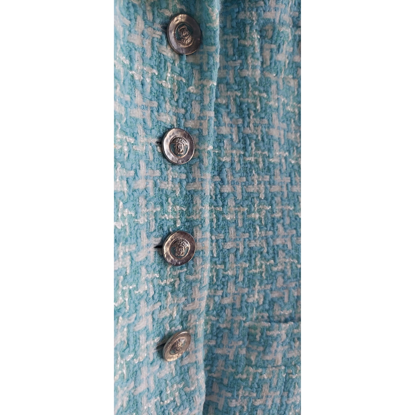 Vertigo Turquoise Houndstooth Blazer Made in France - Size Medium